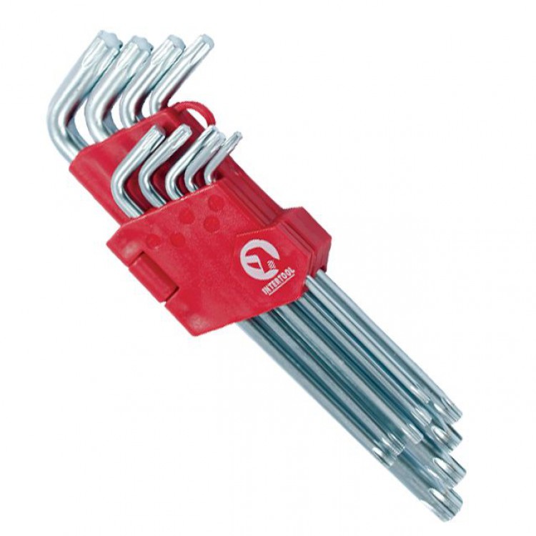 Набор Г-образных ключей TORX 9шт, Т10-Т50, Intertool HT-0608